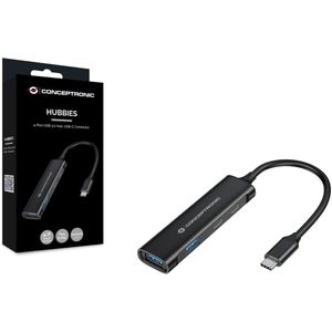 CONCEPTRONIC USB-Hub 4-Port 3.0 ->2xUSB-C/A o.Netzteil sw