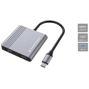 Conceptronic DONN13G laptop dock & poortreplicator Bedraad USB 3.2 Gen 1 (3.1 Gen 1) Type-C Grijs