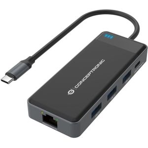 Hub USB-C 7 Poorten Conceptronic 110518107101 Zwart Grijs 100 W (1 Stuks)