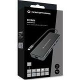 Conceptronic DONN15G (USB C), Docking station + USB-hub, Grijs