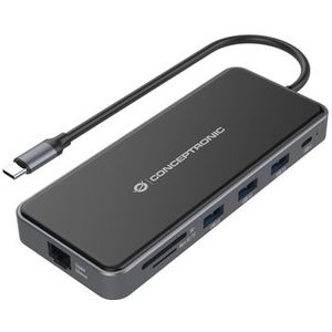 Conceptronic DONN15G laptop dock & poortreplicator Bedraad USB 3.2 Gen 1 (3.1 Gen 1) Type-C Grijs