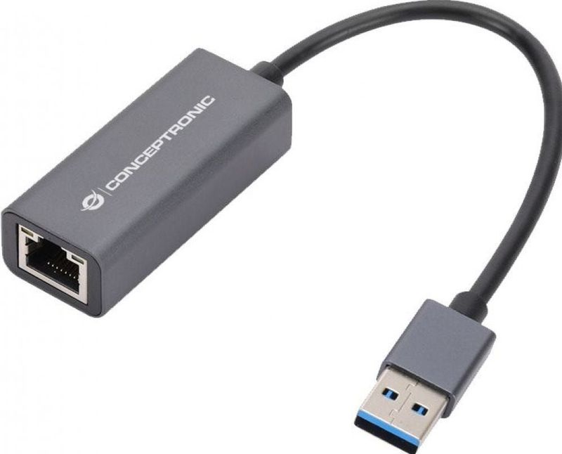 Conceptronic - Abby08g - Usb-a Naar Rj45-adapter - Grijs - Aluminium