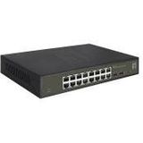 LevelOne GES-2118 Hilbert 18-Port Gigabit Smart Lite Switch, 16 x Gigabit RJ45, 2 x Gigabit SFP, Man