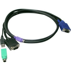 LevelOne ACC-3202 toetsenbord-video-muis (kvm) kabel Zwart 3 m