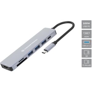 Conceptronic donn19g 7-in-1 usb 3.2 gen 1 docking station, hdmi, usb-a 3.0 x 3, sd, tf/microsd, 100w