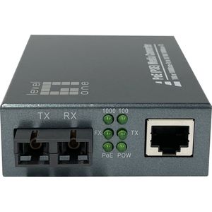 LevelOne GVT-2013 RJ45 naar SC Gigabit PoE PSE Fiber Multimode Media Converter 0,5 km