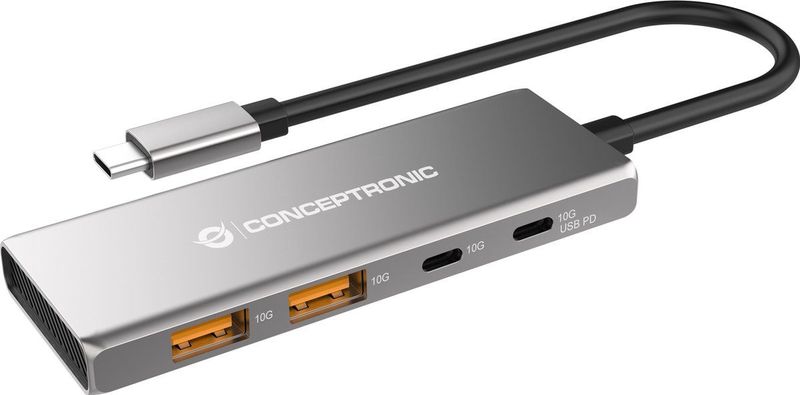 Conceptronic HUBBIES15G interface hub USB 3.2 Gen 2 (3.1 Gen 2) Type-C 10000 Mbit/s Grijs