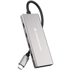 Conceptronic HUBBIES17G interface hub USB 3.2 Gen 2 (3.1 Gen 2) Type-C 10000 Mbit/s Grijs