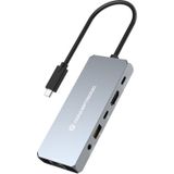 Conceptronic Dock USB-C->HDMI,2,5GbE,USBC/3.0,100WPD0,18m gr (USB C), Docking station + USB-hub, Grijs