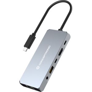 Conceptronic DONN22G laptop dock & poortreplicator Bedraad USB 3.2 Gen 2 (3.1 Gen 2) Type-C Grijs