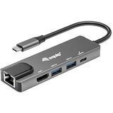 Equip 133489 USB-C 5-in-1 multifunctionele adapter, HDMI, Gigabit LAN, USB 3.2 GEN1, 100 W USB PD