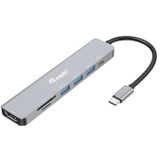 Equip 133494 USB-C 7-in-1 multifunctionele adapter, HDMI 4K/60 Hz, USB 3.2 Gen1 x 3, TF/Micro SD, 100 W USB PD