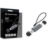 Conceptronic BIAN05G geheugenkaartlezer USB 3.2 Gen 1 (3.1 Gen 1) Type-A/Type-C Grijs