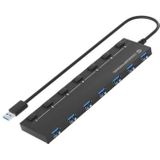 Conceptronic USB-hub 7-poorts 3.0 ->4x3.0 3x2.0 w.voeding sw (USB A), Docking station + USB-hub, Zwart