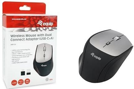 Equip - 245115 - Draadloze Muis - Zwart - Dual-Connect-Adapter