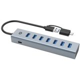 Conceptronic - USB-Hub 7-Poorts - Grijs - 5Gbps - Incl. PW.adapter