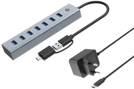 Conceptronic - USB-Hub 7-Poorts - Grijs - 5Gbps - Incl. PW.adapter
