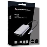 Conceptronic BIAN09G geheugenkaartlezer USB 3.2 Gen 2 Type-C Grijs