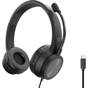 Conceptronic POLONA05BC hoofdtelefoon/headset Bedraad Hoofdband Oproepen/muziek USB Type-C Zwart