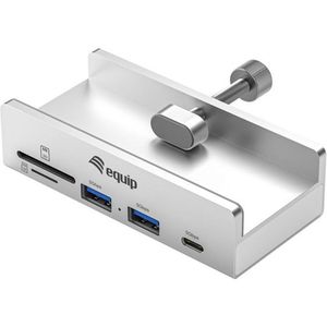 Equip - USB-Hub 5-Port - Zilver - Docking Station met Kaartlezer