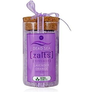 Accentra Zalts Dode Zee badzout in een potje met kurken stop - Dode Zeezout MADE in GERMANY verrijkt met lavendel- en sinaasappelolie