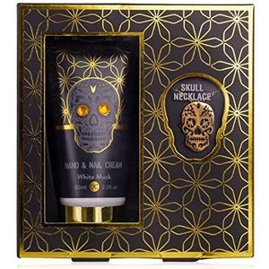 Cadeauset vrouw - Cadeaupakket met gouden schedel ketting - Skull Chic - White Musk - Geschenk pakket voor haar, mama, vriendin, moeder - Grappig