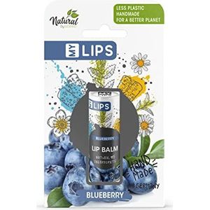 Accenta Handgemaakte lippenbalsem MY LIPS in papieren tube incl. geschenkdoos, Naturel van accentra, Natuurlijke ingrediënten met amandelolie, zonder plastic, Bosbessengeur