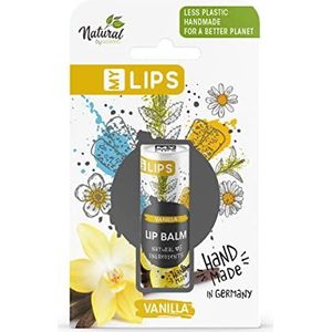 Accenta Handgemaakte lippenbalsem MY LIPS in papieren tube incl. geschenkdoos, Naturel van accentra, Natuurlijke ingrediënten met amandelolie, zonder plastic, Vanillegeur