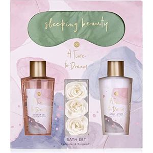 Accentra Cadeauset voor dames, ""A Time To Dream"", beautyset met slaapmasker, douchegel, bodylotion en roze badconfetti, wellnessset voor vrouwen en meisjes voor