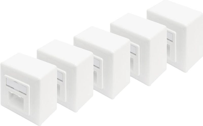 DIGITUS CAT 6, Klasse E, Datendose Aufputz reinwei&#223;, Set=5 St.