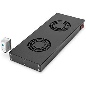 DIGITUS Ventilatie-eenheid 19 inch 1U - rek- of dakmontage - Voor VarioFLEX kasten - 2 ventilatoren - Thermostaat - Zwart