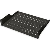 DIGITUS Vaste plank - 19 inch - 2UH - Voorbevestiging - Belastbaarheid 25 kg - Voor netwerk- en serverkasten - vanaf 450 mm diepte - zwart