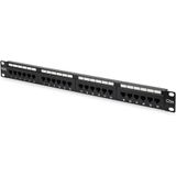 DIGITUS - Patchpaneel - 19 Inch - Cat-5e - 24 RJ45-poorten - Zwart - 1U Rackmontage