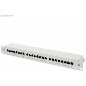DIGITUS Patch Panel - 19-inch - Cat-5e - 24-poorts RJ45 - Afgeschermd - LSA patchpaneel - Rack-mount 1U - Grijs