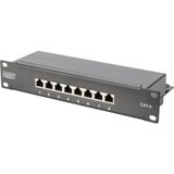 Digitus 1U 8-Port 10" Cat6 afgeschermd zwart, Server accessoires, Zwart
