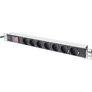 Digitus DN-19 PDU-7S 19 inch Stekkerdoos voor patchkast Geaarde contactdoos Met schakelaar