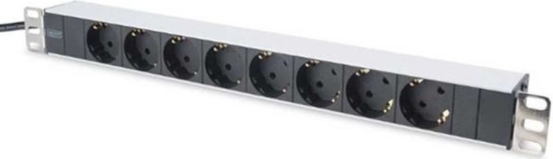 Digitus - Stekkerdoos - 8x CEE 7/3 - Zwart - Aluminium - 2m