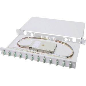 DIGITUS glasvezel splitsing box 12 koppelingen - SC - OM3-1U - 19 inch - Multimode Simplex - Met splice cassette - rackmontage