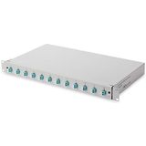 DIGITUS LWL Spleißbox 12 Kupplungen - LC - OM3- 1HE 19-Zoll - Multi-Mode Duplex - Mit Spleiß-Kassette - Rack-Einbau