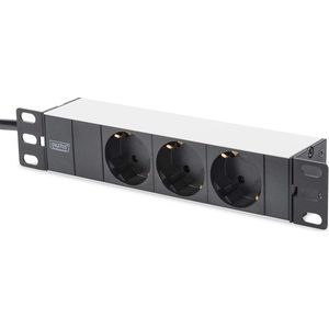 DIGITUS DN-95411 10 inch wandkast-assortiment en bijpassende accessoires Stekkerdoos (3-voudig) - 1HE 3x Schuko Abgriffe zwart
