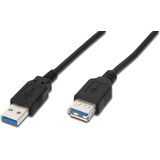DIGITUS USB 3.2 Gen1 verlengkabel - 1.8m - USB A (St) naar USB A (Bu) - 5 Gbit/s - Aansluitkabel - Zwart