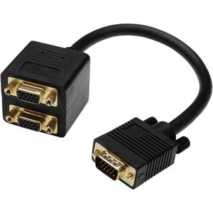 Digitus AK-310400-002-S HD15 Y-splitterkabel (20 cm) stekker op Dual VGA HD15 bus, zwart