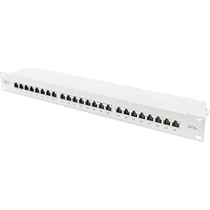 DIGITUS Patch Panel - 19-inch - Cat-6A - 24-poorts RJ45 - Afgeschermd - LSA patchpaneel - Rack-mount 1U - Grijs