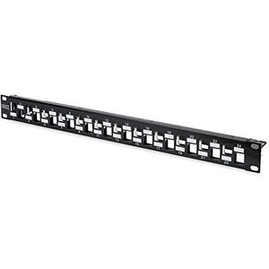 DIGITUS Patch Panel - Modulair - Voor Keystone Modules - 19-inch - 24-poorts - Afgeschermd - Rack-mount 1U - Getrapt - Zwart