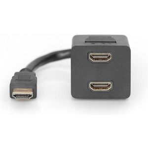 DIGITUS AK-330400-002-S 0.20m HDMI Y Splitter Kabel met Verguld - Zwart