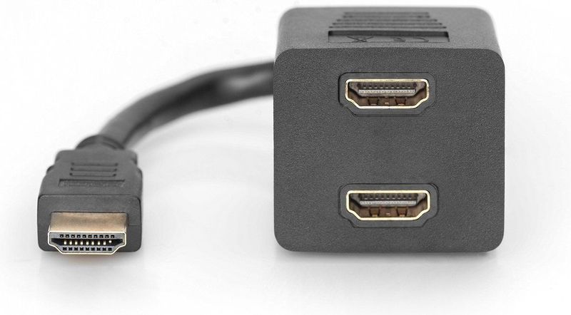 DIGITUS AK-330400-002-S 0.20m HDMI Y Splitter Kabel met Verguld - Zwart