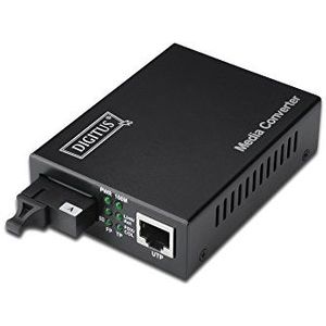 DIGITUS WDM mediaconter - singlemode - Gbit Ethernet - RJ45 / SC - BiDi - Tx1310nm / Rx1550nm - tot 20 km - zwart