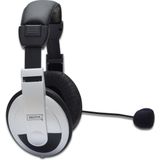 Digitus - Multimedia - Headset - Zwart/Wit - ANC, Bedraad, Flexibel Instelbare Microfoon