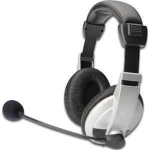 Digitus - Multimedia - Headset - Zwart/Wit - ANC, Bedraad, Flexibel Instelbare Microfoon