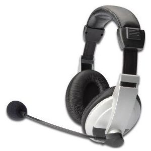 DIGITUS Gesloten Stereo Multimedia Headset - instelbare microfoon - geïntegreerde volumeregeling - 2x 3,5mm jack - 1,8m kabellengte - zwart/grijs